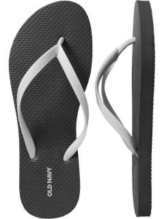 NWT Ladies FLIP FLOPS Old Navy Thong Sandals BLACK/WHITE Shoes 7,8,9 