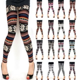   Pattern Wool Blend Thermal Knit Leggings Tights Pants F/W Season