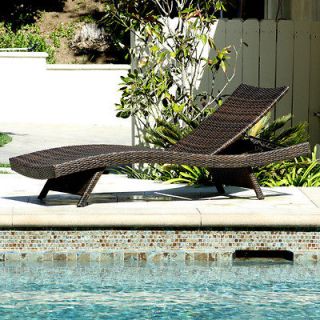 Outdoor Brown Adjustable Chaise Lounge PE Wicker Patio Furniture Pool 