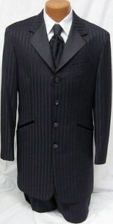Mens Black Stripe Tuxedo w/ Pants New Years Eve Victorian Zoot Suit 