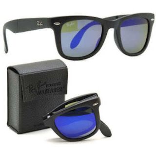 Ray Ban Folding Wayfarer Matte Black Blue Sunglasses RB 4105 601S68 