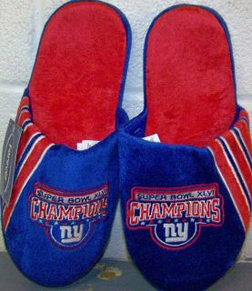 New York Giants Super Bowl 46 XLVI Champions Slide Stripe Slippers NFL 