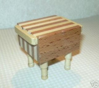   Wooden Butcher Block Table/Kitchen Island DOLLHOUSE Miniatures