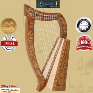 12 String Baby Harp With Case, And Tuning Key