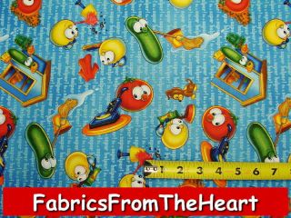   Veggie Tales Be a Super Helping Hands on words 2 yards Cotton Fabric