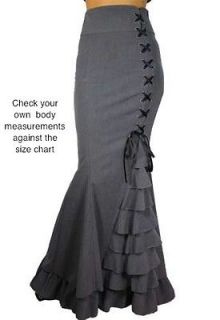 Grey Fishtail Corset Mermaid Gothic Ruffle Romantic Extra Long Skirt