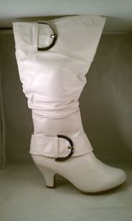 White Knee High Heel Boots Fashion Business Wedding Formal Cowboy 