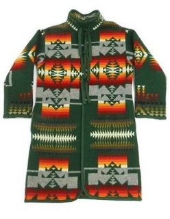   PENDLETON Beaver State AZTEC PRINT Tie Closure LONG Wool Jacket L A3