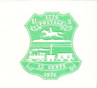   13 Cents US Bicentennial Postal Stationery Cut Square #U582 VF Fresh