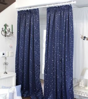 Silver Star Printed Thermal Insulated Blackout Curtains Panel (2Panel 