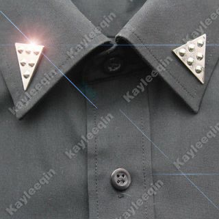 Silver Triangle Multi Spike Rivet Stud Blouse Shirt Collar Neck Tip 