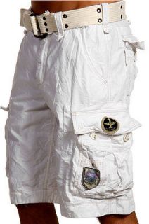 JET LAG Mens Cargo Shorts   OTTO   STONE WHITE with Removable Belt 