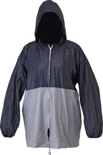   Grey Rain Coat Wind Breaker Travel Hoodie Jacket Emergency Poncho M/L