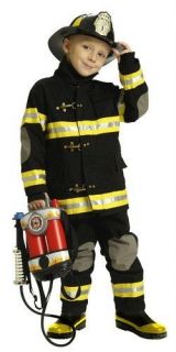 Jr. Fireman Fire Fighter Deluxe Black Child Costume Suit Child Size 8 