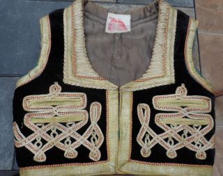Super Embroid. Blk Velvet/Gold Mid Eastern Costume Vest: Pirate 