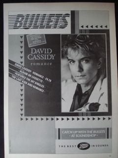 DAVID CASSIDY   1 PAGE ADVERT/POSTER FROM 1980s No1 MAGAZINE. ROMANCE