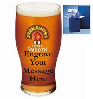 John Smiths Personalized Engraved Pint Beer Glass SPECIAL £12.95 