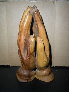 Olive Wood Carved Carving of Praying Hands Statue