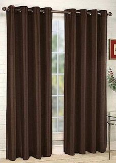   GROMMET SOLID BROWN WINDOW CURTAIN FAUX SILK NEW 60X84 FA18569