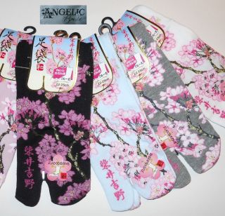 Japanese Cherry Blossoms Ankle Tabi Socks Split Toe Anklet Flip Flops 