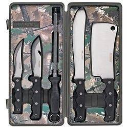 NEW 5pc Starter Butcher Knife Set.Hunting.Gutting.Camo.Stainless Steel 
