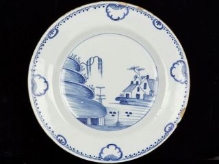 c1750 Large English Blue and White Chinese Delft Style Plate