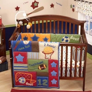   Red Baby Boy Sports Theme Cheap Nursery Crib Bedding Set Collection