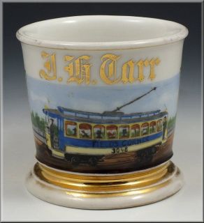 Rare 19th C Limoges Electric Trolley Car Conductor Occupational 
