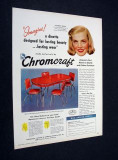 Chromcraft Red Dinette vintage metal table chair Ad