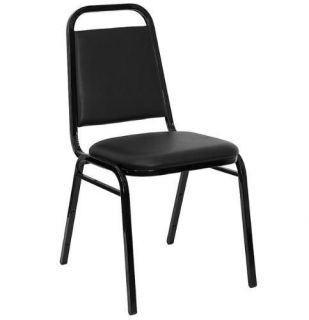 LOT of 50 NEW Black Vinyl Padded Back/Seat Banquet Stack Chairs