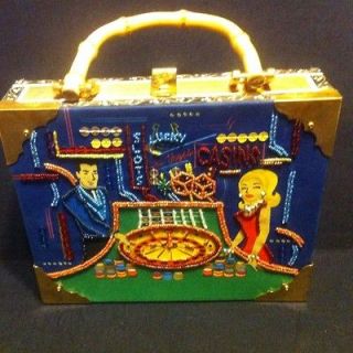 Cigar Box Purse With A Las Vegas Beaded Scene On The Front   Never 