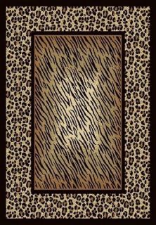   SAFARI Leopard Print MODERN border 5x7 area rug: Actual 4 4 x 6 7