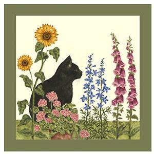 PAPER COCKTAIL NAPKINS/ Alices Cottage/CAT & FLOWERS