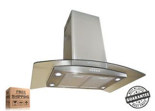 36 Stainless Steel Range Hood Island style Kitchen Vent Glass Wings 