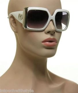   Square Oversized Vintage Celebrity Sunglasses White Frame 51113
