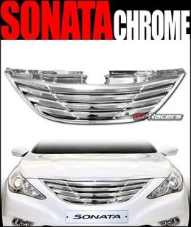 CHROME HORIZONTAL STYLE FRONT BUMPER CENTER HOOD GRILL GRILLE ABS 10 