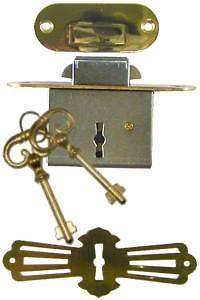 Roll Top Desk Lock Set   Rounded Plates M1802