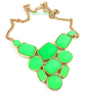 IN301 vintage style metal Chunky Bib Chain neon green Choker Necklace
