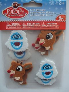 Rudolph The Red Nosed Reindeer and Yeti, Felt Stickers, 8 pc