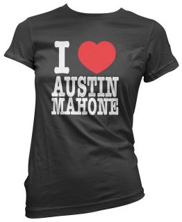 Love Heart Austin Mahone   Mahomie Girls Ladies Black Cotton T Shirt 