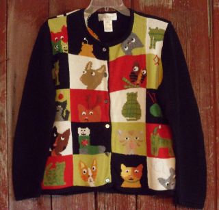 Susan Bristol Holiday print Sweater, Womens sz large