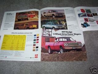 1977 DODGE 4 W D PICKUP TRUCK, POWER WAGON, BROCHURE, SALES CATALOG
