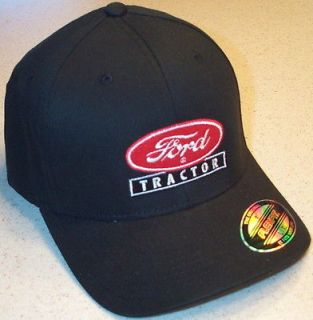 Ford Tractor Logo Black Flex Fit Embroidered Solid Hat (2 sizes)
