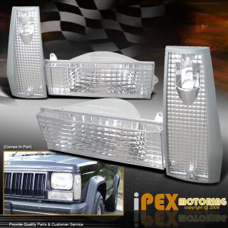 84 96 Jeep Cherokee Clear Front Parking Bumper Signal Lights+Side 