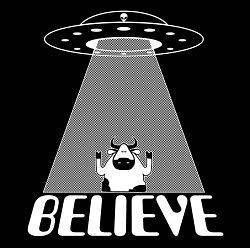 UFO COW ABDUCTION   SHIRT Size S [Roswell Aliens]