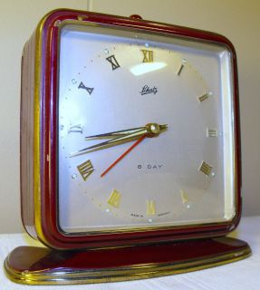 Rare Schatz 8 Day Alarm Clock made in Germany. Works. 2 Jewel. Heavy 