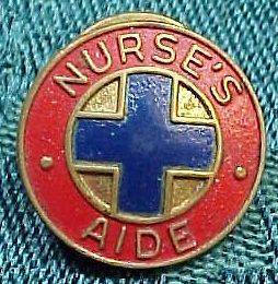 Vintage Lapel Clutch Pin Nurses Aide w/Blue Cross