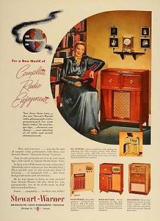 1948 Ad Stewart Warner Radio Phonograph Cabinet Console Media 