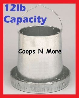 12lb CAPACITY GRAVITY FED GALVANIZED METAL FEEDER FOR CHICKEN COOP 