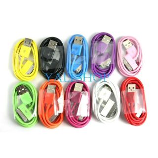 Color Long 3M 2M 1M USB 2.0 Data SYNC Cable Charging Cord iPhone 4S 4 